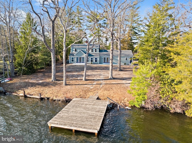 view of dock featuring a water view