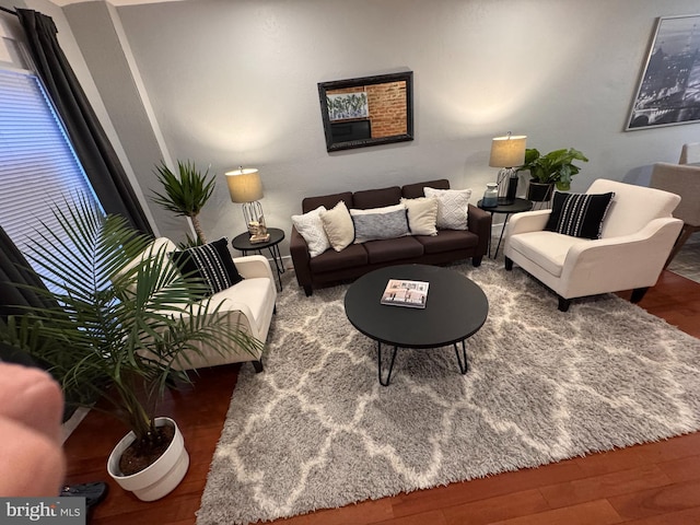 living area with wood finished floors