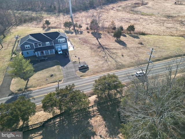 bird's eye view with a rural view