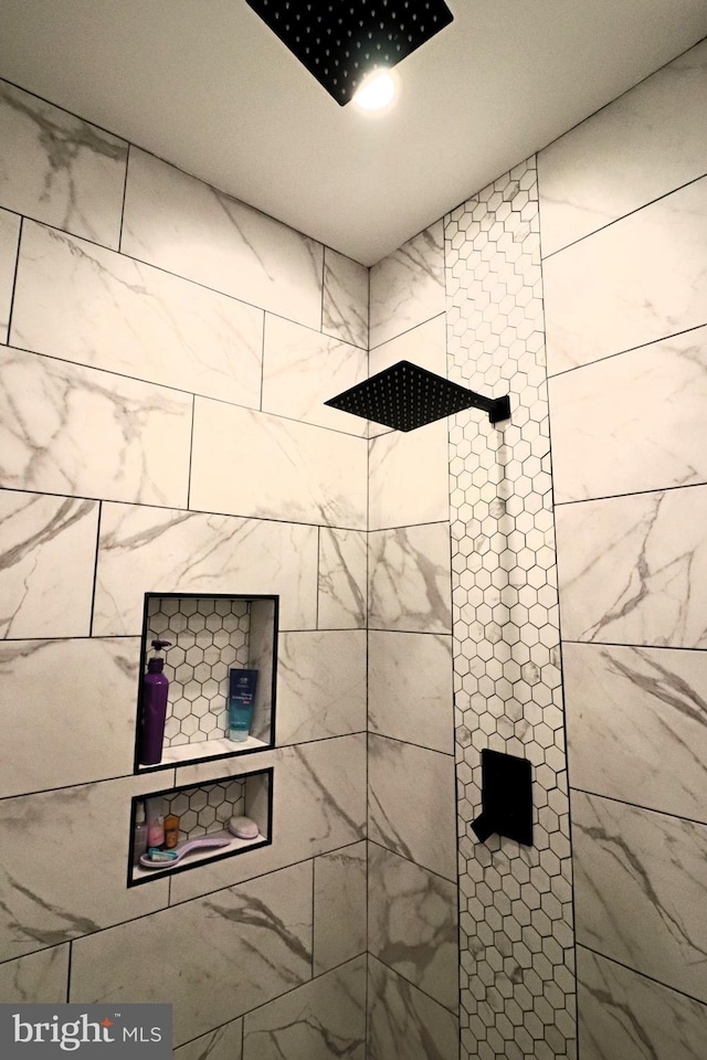 room details featuring a tile shower