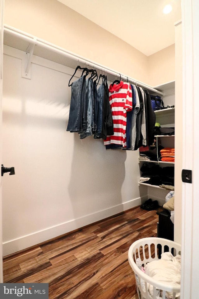 spacious closet featuring wood finished floors