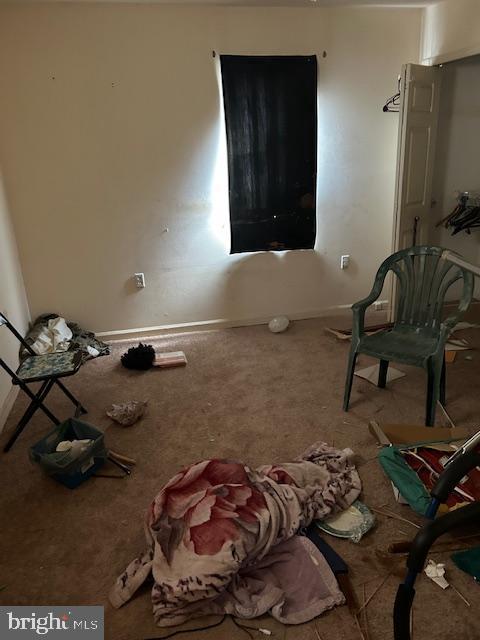 sitting room featuring carpet floors