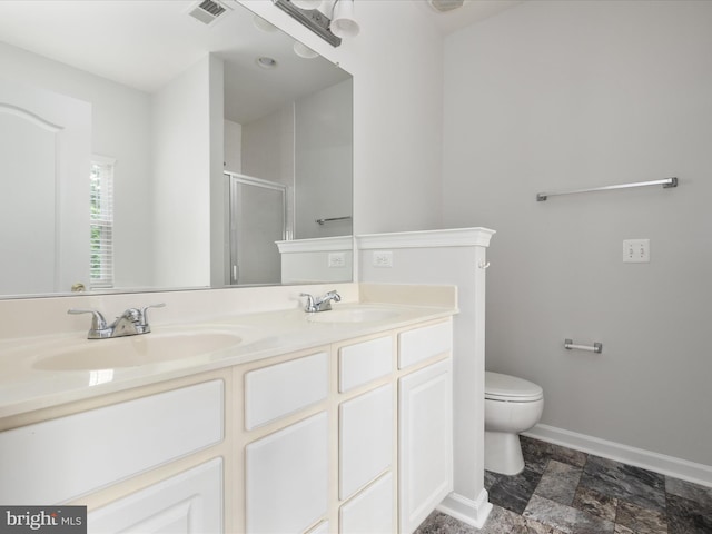 325 Quinton Oaks Cir, Stephens City, VA 22655 - full bath featuring a shower stall, double vanity, and stone tile floors