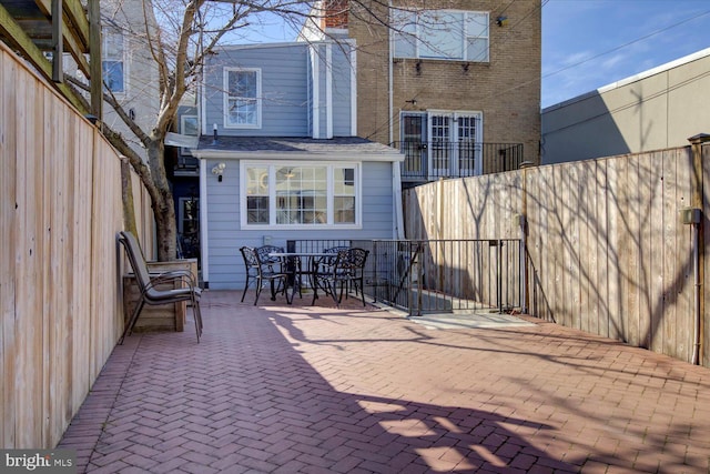 view of patio / terrace with outdoor dining area and a fenced backyard