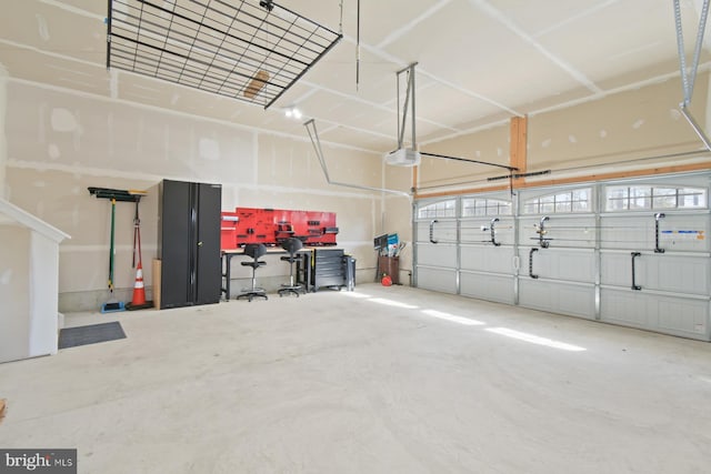 garage with a garage door opener