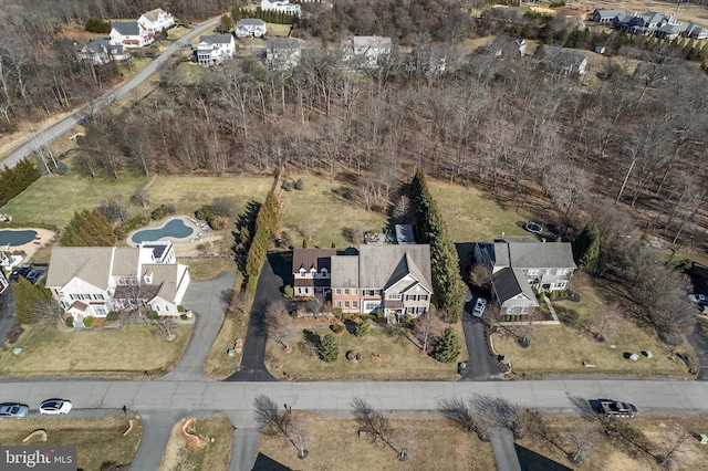 aerial view with a residential view