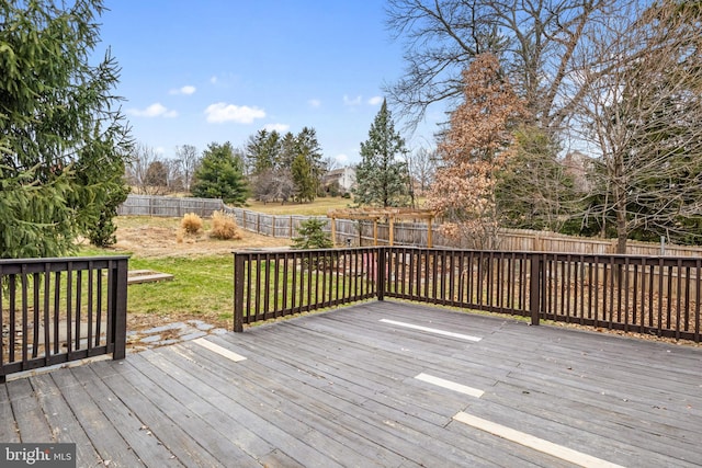 wooden terrace featuring a fenced backyard