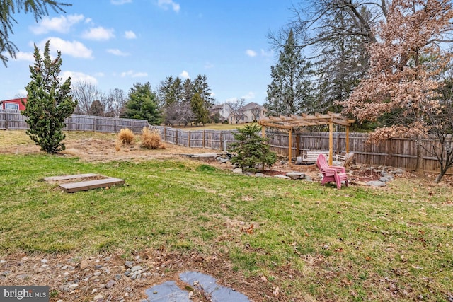 view of yard featuring a fenced backyard