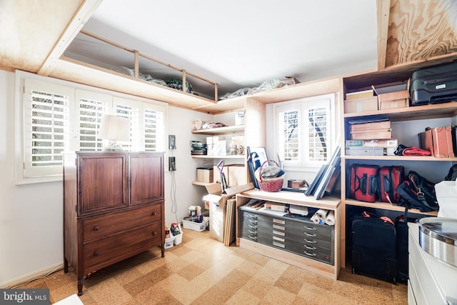 walk in closet with light floors