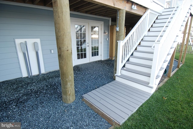 view of exterior entry featuring french doors