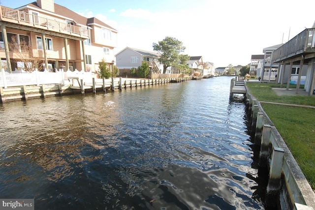 view of water feature with a residential view