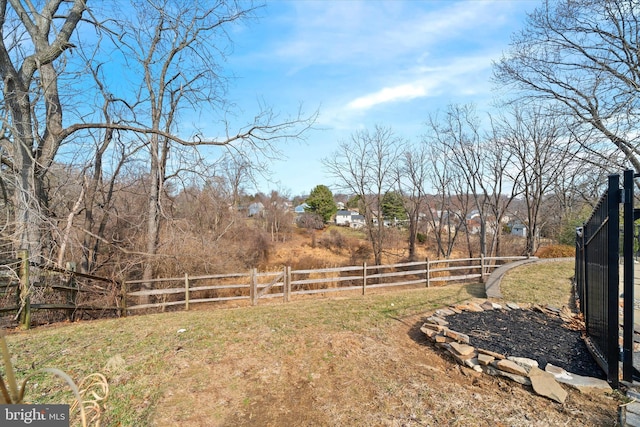 view of yard with fence