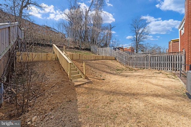 view of yard featuring a fenced backyard