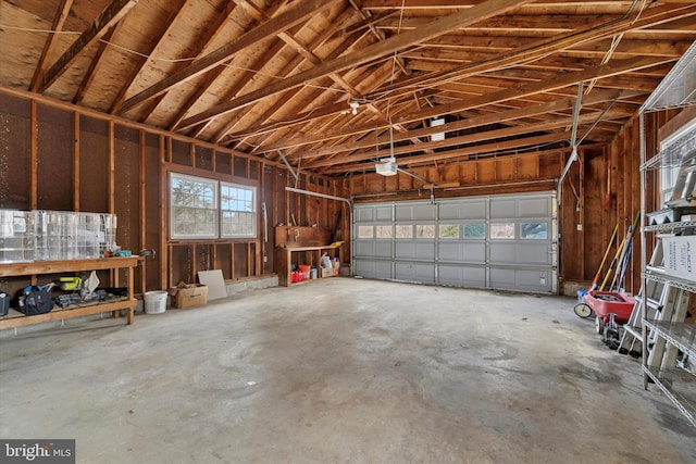 garage with a garage door opener