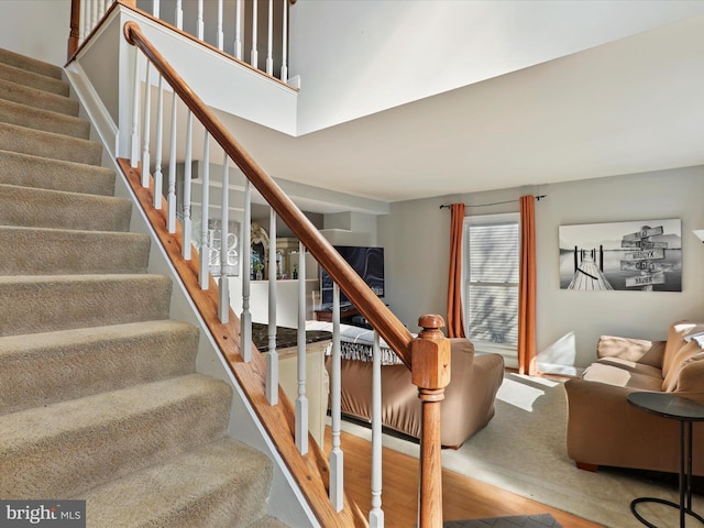 staircase featuring wood finished floors