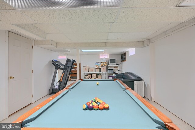 playroom with a drop ceiling