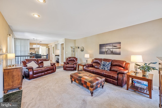 view of carpeted living area