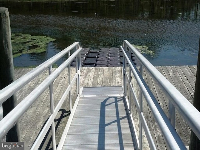 view of dock featuring a water view