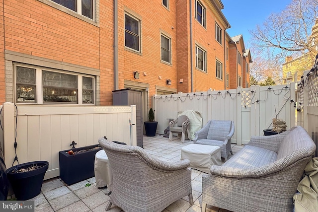 view of patio featuring a fenced backyard