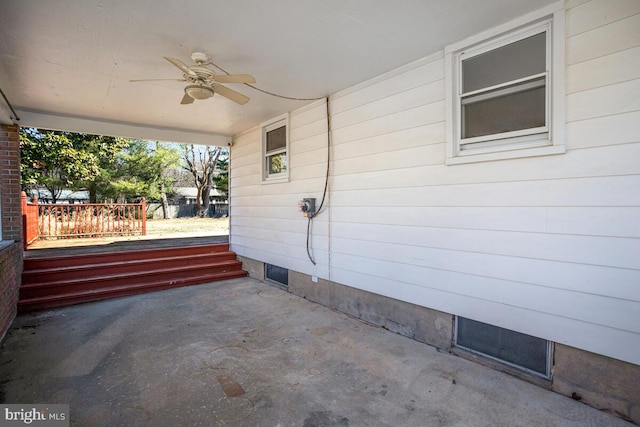 view of patio / terrace featuring ceiling fan