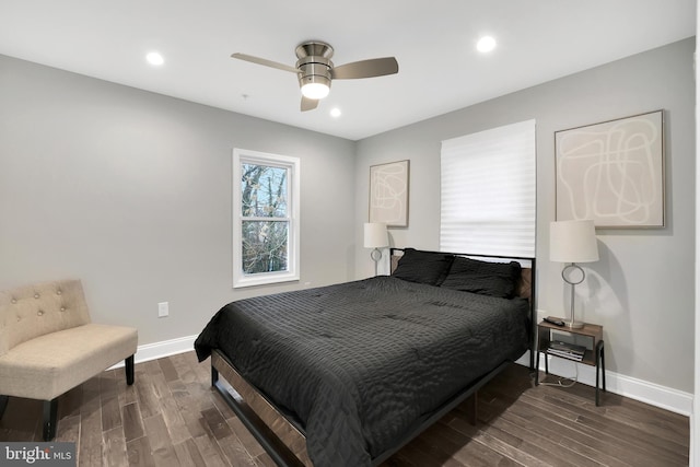 bedroom featuring recessed lighting, baseboards, and wood finished floors