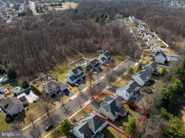 bird's eye view featuring a residential view