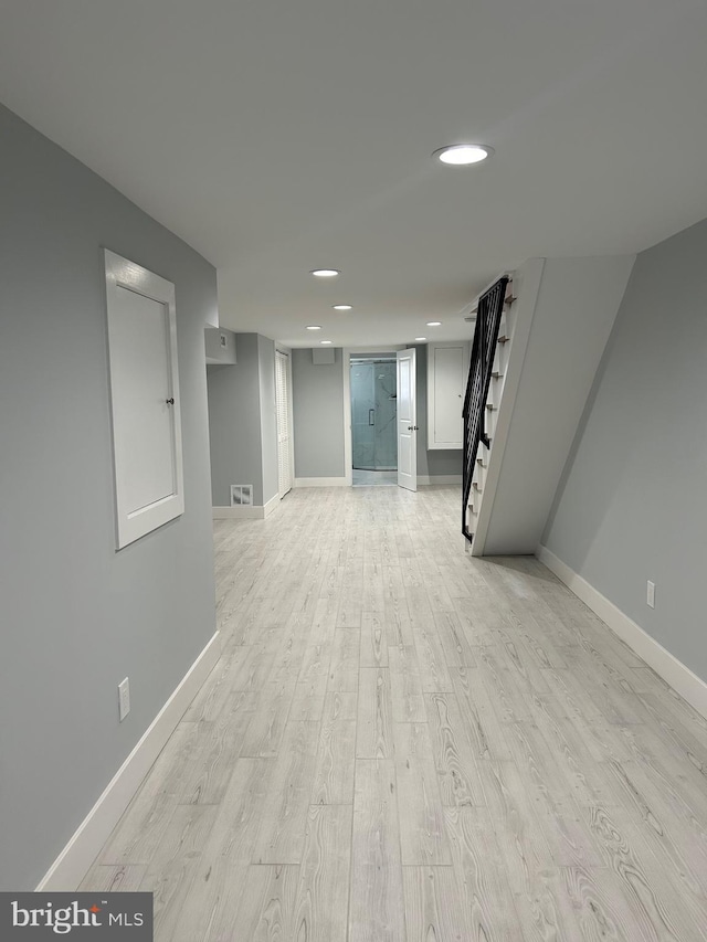 2869 Aramingo Ave, Philadelphia, PA 19134 - interior space featuring recessed lighting, baseboards, stairs, and light wood-style floors