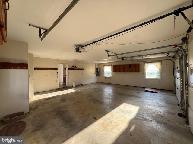 garage with a garage door opener