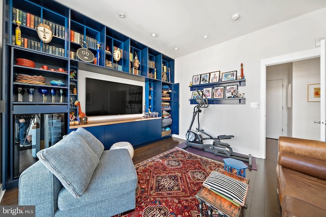 living area featuring recessed lighting and wood finished floors