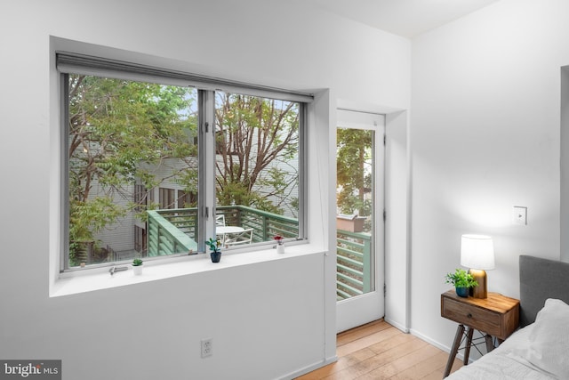 doorway to outside featuring wood finished floors