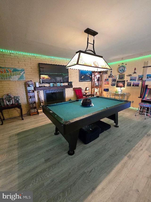 rec room featuring wood finished floors and pool table