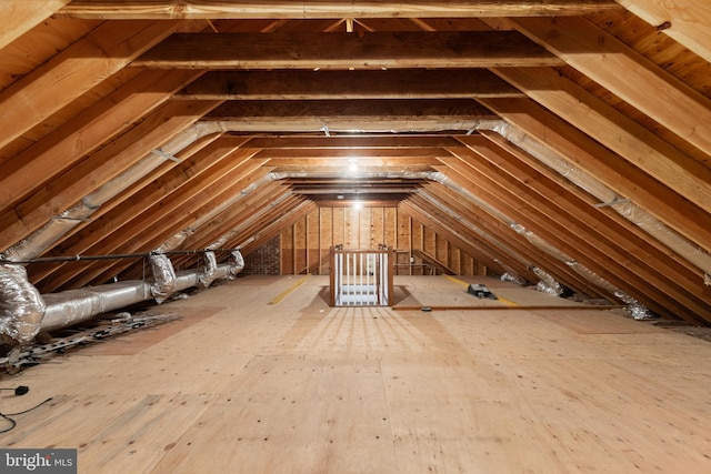 view of unfinished attic