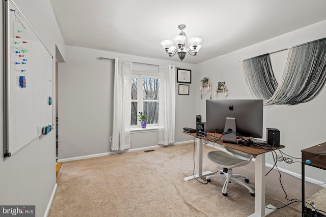 10 White Pine Ct, Lafayette Hill, PA 19444 - carpeted office with baseboards and a chandelier