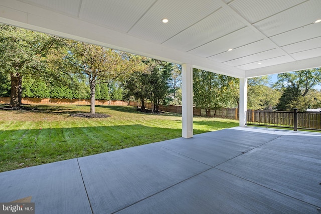 view of patio featuring a fenced backyard