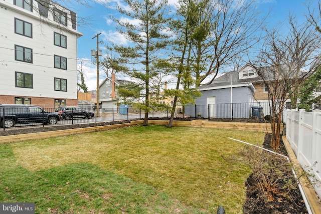 view of yard featuring fence