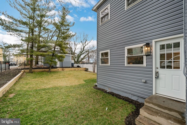 view of yard featuring a fenced backyard