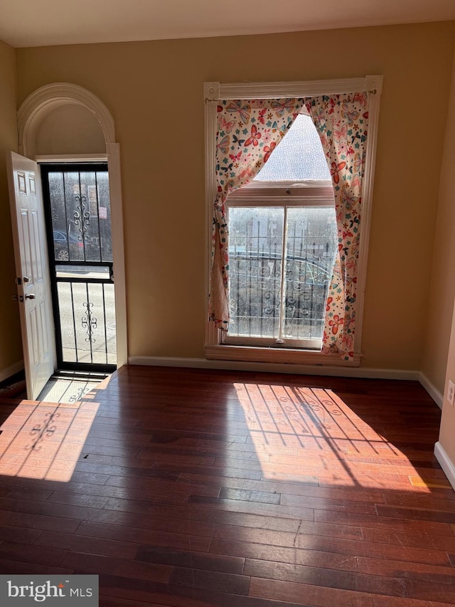 interior space featuring baseboards and hardwood / wood-style flooring