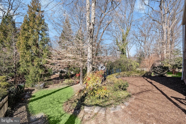 view of yard featuring fence