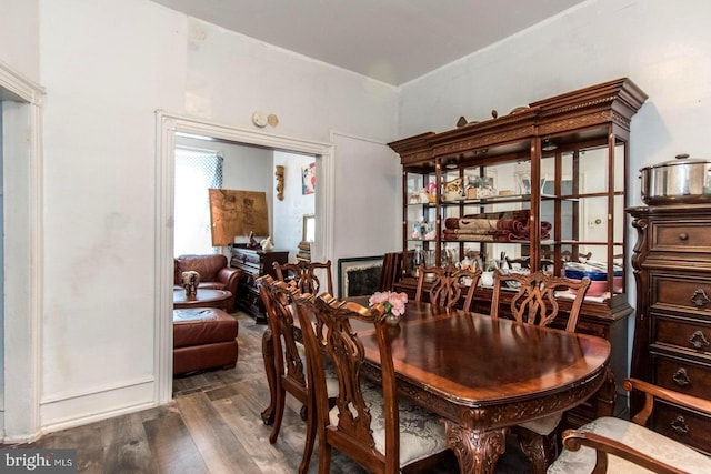 dining area featuring wood finished floors