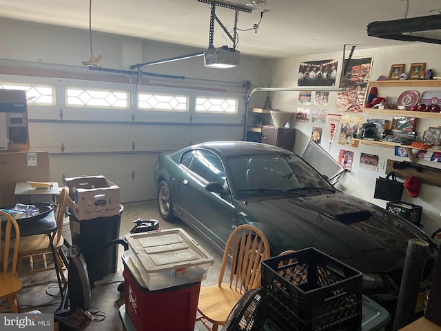 garage with a garage door opener