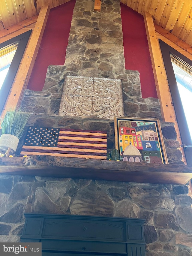 room details featuring wood ceiling