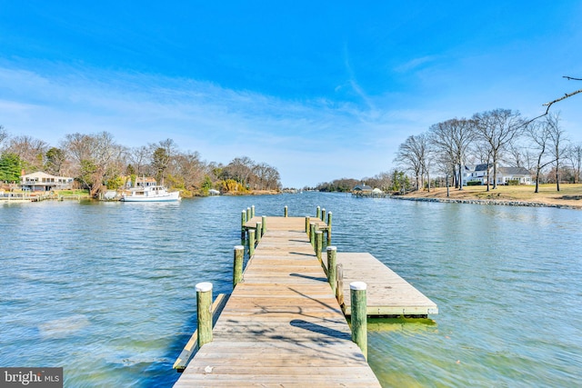 dock area featuring a water view