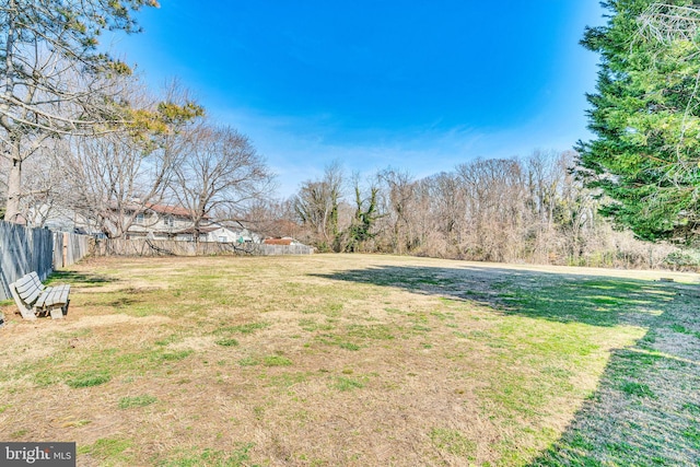 view of yard featuring fence