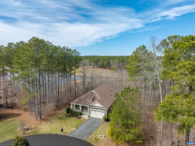 aerial view with a forest view