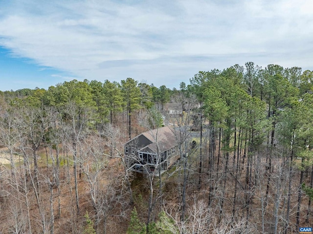 aerial view with a wooded view