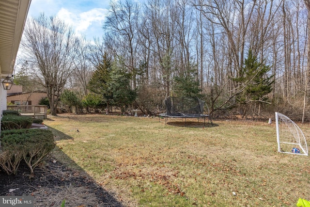 view of yard with a trampoline