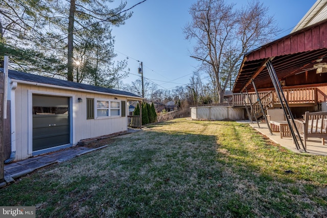 view of yard with a deck