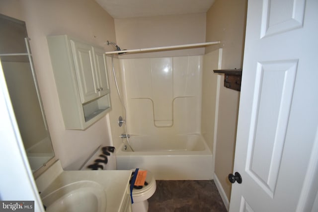 full bathroom with vanity, toilet, and shower / washtub combination