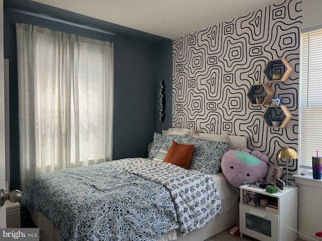 bedroom with an accent wall