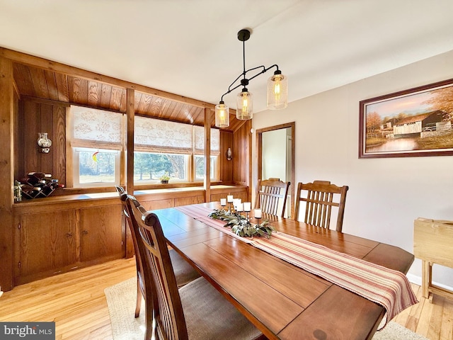 dining room with light wood finished floors